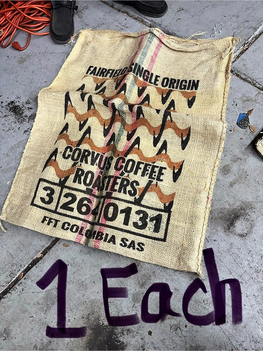 Corvus Coffee Roasters Single Origin Burlap Coffee Bean Sack Tote Brown & Green